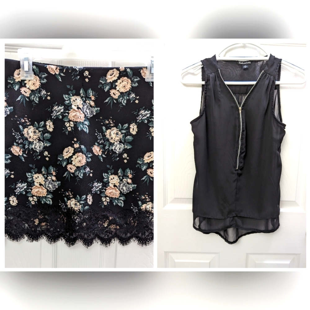 Blk Lace Skirt (Free Top)